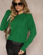 miss poem Pulover Verde închis cu decolteu la spate cu împletitură decorativă Torleana