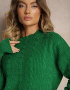 miss poem Pulover Verde închis cu decolteu la spate cu împletitură decorativă Torleana