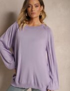 miss poem Pulover Violet Oversize Decorat cu benzi late Anittia
