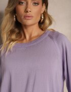 miss poem Pulover Violet Oversize Decorat cu benzi late Anittia