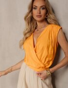 miss poem Top Portocaliu Casual din vâscoză cu fermoar cu decolteu petrecut Firoana