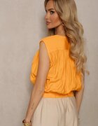 miss poem Top Portocaliu Casual din vâscoză cu fermoar cu decolteu petrecut Firoana
