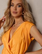 miss poem Top Portocaliu Casual din vâscoză cu fermoar cu decolteu petrecut Firoana