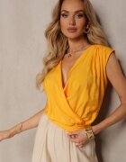 miss poem Top Portocaliu Casual din viscoză cu fermoar și decolteu petrecut Firoana