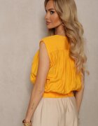 miss poem Top Portocaliu Casual din viscoză cu fermoar și decolteu petrecut Firoana