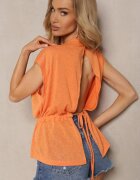 miss poem Top Portocaliu cu Reglare la Talie și Legătură la Bază cu Decupaj la Spate Tiimaelin