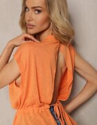 miss poem Top Portocaliu cu Reglare la Talie și Legătură la Bază cu Decupaj la Spate Tiimaelin