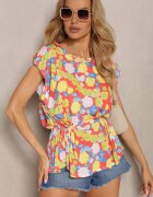 miss poem Top Portocaliu-Galben fără mâneci cu Decupaj la Spate cu Legătură și Elastic Efiel