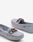  Mocasini albastru deschis cu branț din piele naturală Veso