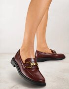  Mocasini Bordo cu Talpă Plată Decorați cu Cataramă Relabra