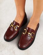  Mocasini Bordo cu Talpă Plată Decorați cu Cataramă Relabra