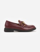  Mocasini Bordo cu Talpă Plată Decorați cu Cataramă Relabra