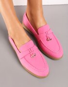  Mocasini fuchsia din imitație de velur cu pandantiv minimalist Rehoda