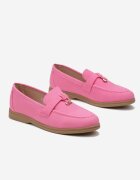  Mocasini fuchsia din imitație de velur cu pandantiv minimalist Rehoda