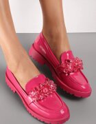  Mocasini Fucsia cu Branț din Piele Naturală Kanaya