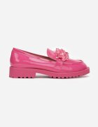  Mocasini Fucsia cu Branț din Piele Naturală Kanaya