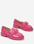 Mocasini Fucsia cu Branț din Piele Naturală Kanaya