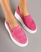  Mocasini Fucsia din Piele Naturală cu Platformă Eleanine