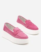  Mocasini Fucsia din Piele Naturală cu Platformă Eleanine