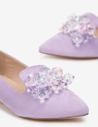  Mocasini Mov cu toc decorativ cu Cristale Monse