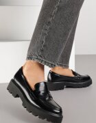  Mocasini Negri din Imitatie de Piele cu Talpa Groasa Inran