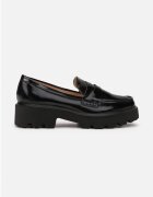  Mocasini Negri din Imitatie de Piele cu Talpa Groasa Inran