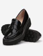  Mocasini Negri din Imitatie de Piele cu Talpa Groasa Inran