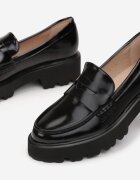  Mocasini Negri din Imitatie de Piele cu Talpa Groasa Inran
