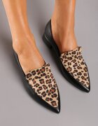  Mocasini negri leopard cu vârf ascuțit și toc jos Tillea