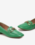  Mocasini Verzi Eleganti cu toc plat cu cataramă Lorenme