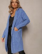 moni&co Cardigan Albastru cu Croială Lungă cu Glugă și Buzunare Oricyna