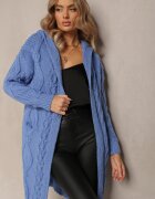 moni&co Cardigan Albastru cu Croială Lungă cu Glugă și Buzunare Oricyna