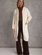 moni&co Cardigan Bej deschis lung cu glugă și buzunare Oricyna