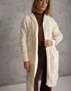 moni&co Cardigan Bej deschis lung cu glugă și buzunare Oricyna