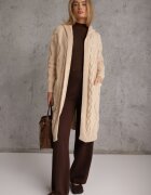 moni&co Cardigan Bej Lung cu Glugă și Buzunare Oricyna