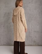 moni&co Cardigan Bej Lung cu Glugă și Buzunare Oricyna