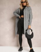 moni&co Cardigan Gri închis lung cu glugă și buzunare Oricyna