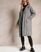moni&co Cardigan Gri închis lung cu glugă și buzunare Oricyna