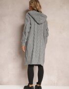 moni&co Cardigan Gri închis lung cu glugă și buzunare Oricyna