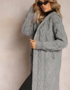 moni&co Cardigan Gri închis lung cu glugă și buzunare Oricyna