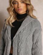 moni&co Cardigan Gri închis lung cu glugă și buzunare Oricyna
