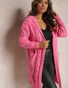 moni&co Cardigan Roz Lung cu Glugă și Buzunare Oricyna