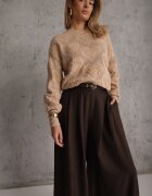 moni&co Pulover Bej Clasic cu împletitură cu inimi și manșete Miadove