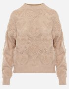 moni&co Pulover Bej Clasic cu împletitură cu inimi și manșete Miadove