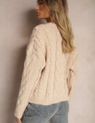 moni&co Pulover Bej cu Lână și Viscoză Decorat cu gofraj și mărgele Vaiannae