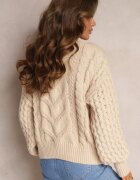 moni&co Pulover Bej din Lână și Bumbac cu Model împletit Kestina