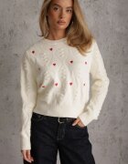 moni&co Pulover Clasic Bej cu Borduri și Broderii Decorative Reani