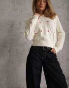 moni&co Pulover Clasic Bej cu Borduri și Broderii Decorative Reani