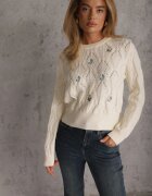 moni&co Pulover Clasic Bej deschis cu mânecă lungă și flori brodate Hadriela