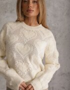 moni&co Pulover clasic bej deschis cu model în inimioare și manșete elastice Miadove